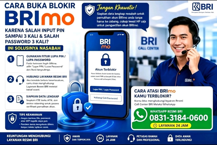 Cara buka blokir brimo salah pin dan password cukup lewat hp